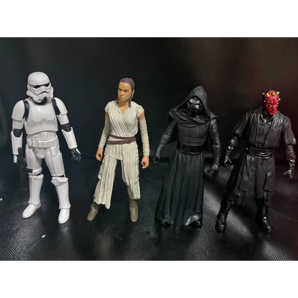 Star Wars Action Figures Lot: Stormtrooper, Rey, Kylo Ren, Darth Maul Collection